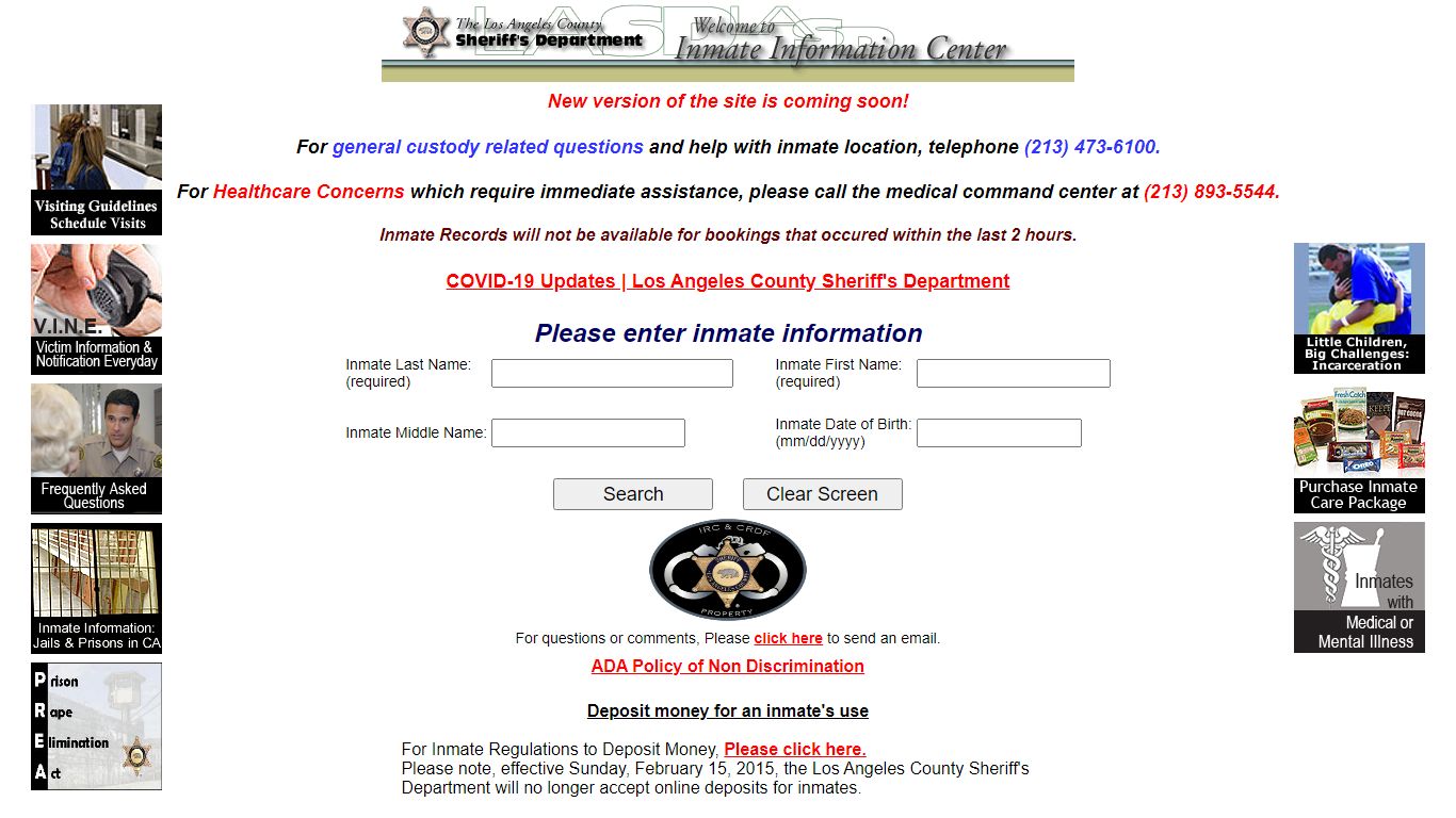 LASD Inmate Information Center - Inmate Search