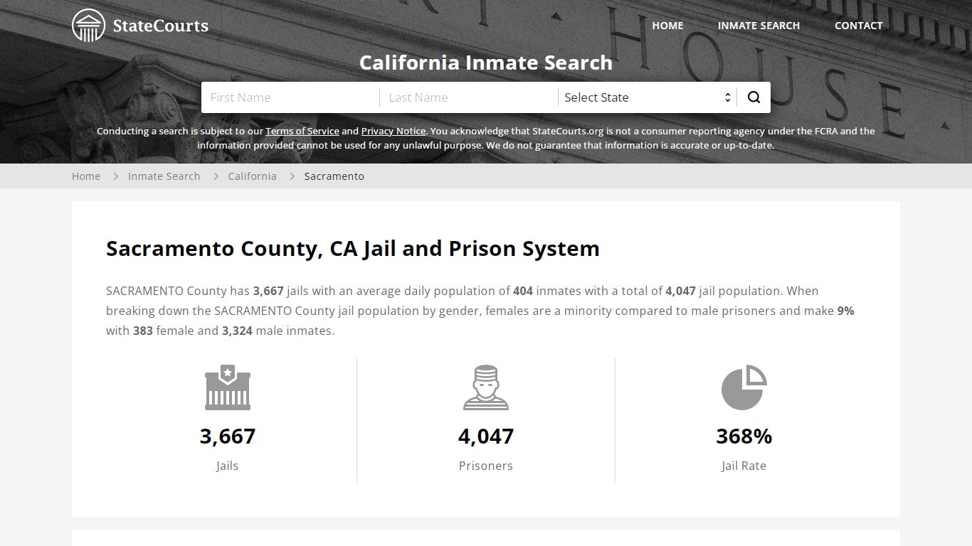 Sacramento County, CA Inmate Search - StateCourts