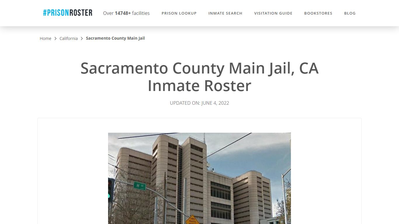 Sacramento County Main Jail, CA Inmate Roster